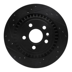Volvo XC70 Brake Rotor (1) - Rear Left - R1 Concepts - Drilled & Slotted - Black - `07-`18